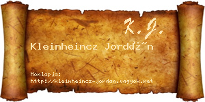 Kleinheincz Jordán névjegykártya